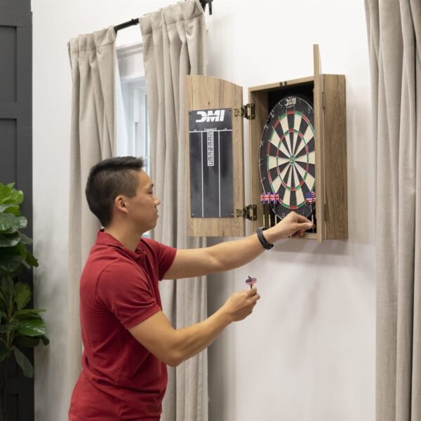 Classic Dart Game: Escalade Dublin Bristle Dartboard & Cabinet Set - Image 2
