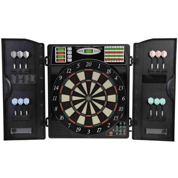 Stylish Game Room: Escalade Arachnid Titanium 5400 Dart Board with Cabinet