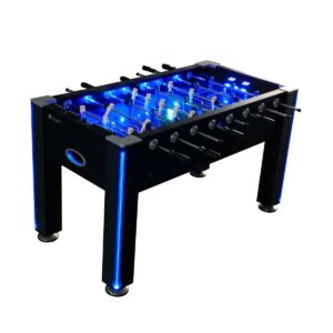 Light Up Your Game Room: Atomic 58" Azure LED Foosball Table - Black