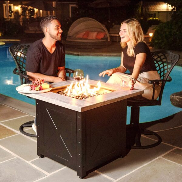 Rustic Charm & Warmth: Endless Summer The Mason 30" Square Gas Fire Pit - Image 2