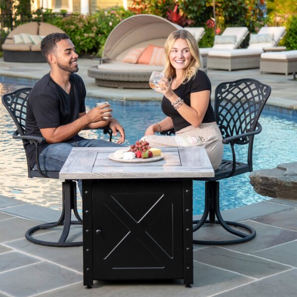 Rustic Charm & Warmth: Endless Summer The Mason 30" Square Gas Fire Pit - Image 3
